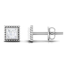 1/4 CT Real Diamond Solitaire Gold Beaded Stud Earrings Diamond - ( HI-SI ) - Color and Clarity - Rosec Jewels