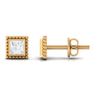 1/4 CT Real Diamond Solitaire Gold Beaded Stud Earrings Diamond - ( HI-SI ) - Color and Clarity - Rosec Jewels