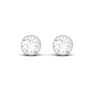 1 CT Certified Moissanite Solitaire Stud Earrings in Bezel Setting Moissanite - ( D-VS1 ) - Color and Clarity - Rosec Jewels