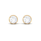 1 CT Certified Moissanite Solitaire Stud Earrings in Bezel Setting Moissanite - ( D-VS1 ) - Color and Clarity - Rosec Jewels