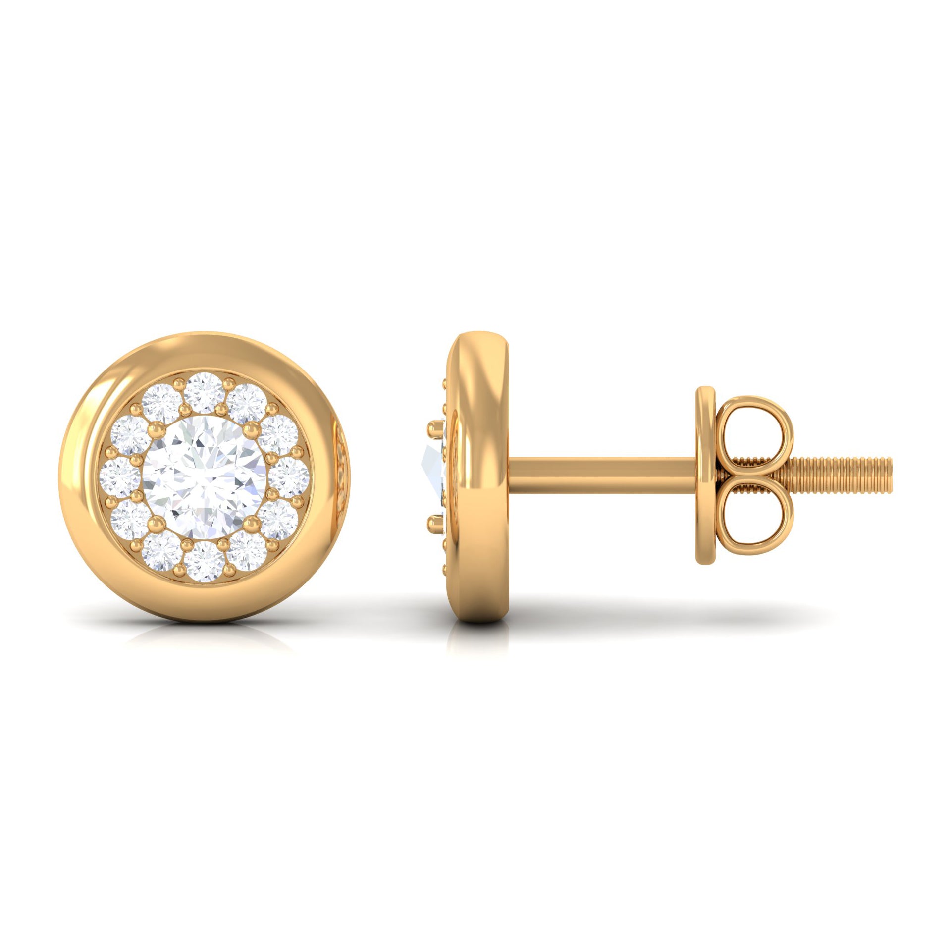 1/2 CT Simple Diamond Round Stud Earrings in Gold Diamond - ( HI-SI ) - Color and Clarity - Rosec Jewels