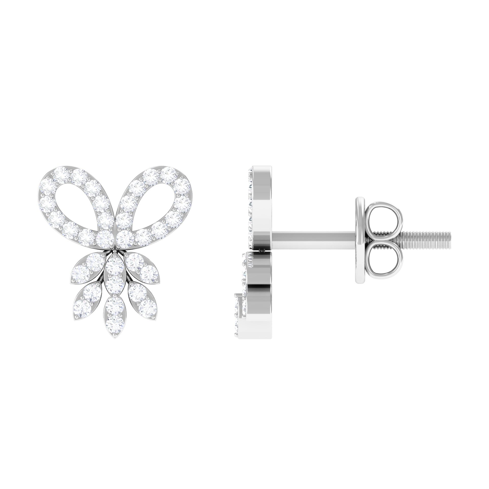 1/4 CT Pave Diamond Gold Bow Stud Earrings Diamond - ( HI-SI ) - Color and Clarity - Rosec Jewels