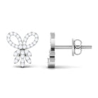 1/4 CT Pave Diamond Gold Bow Stud Earrings Diamond - ( HI-SI ) - Color and Clarity - Rosec Jewels