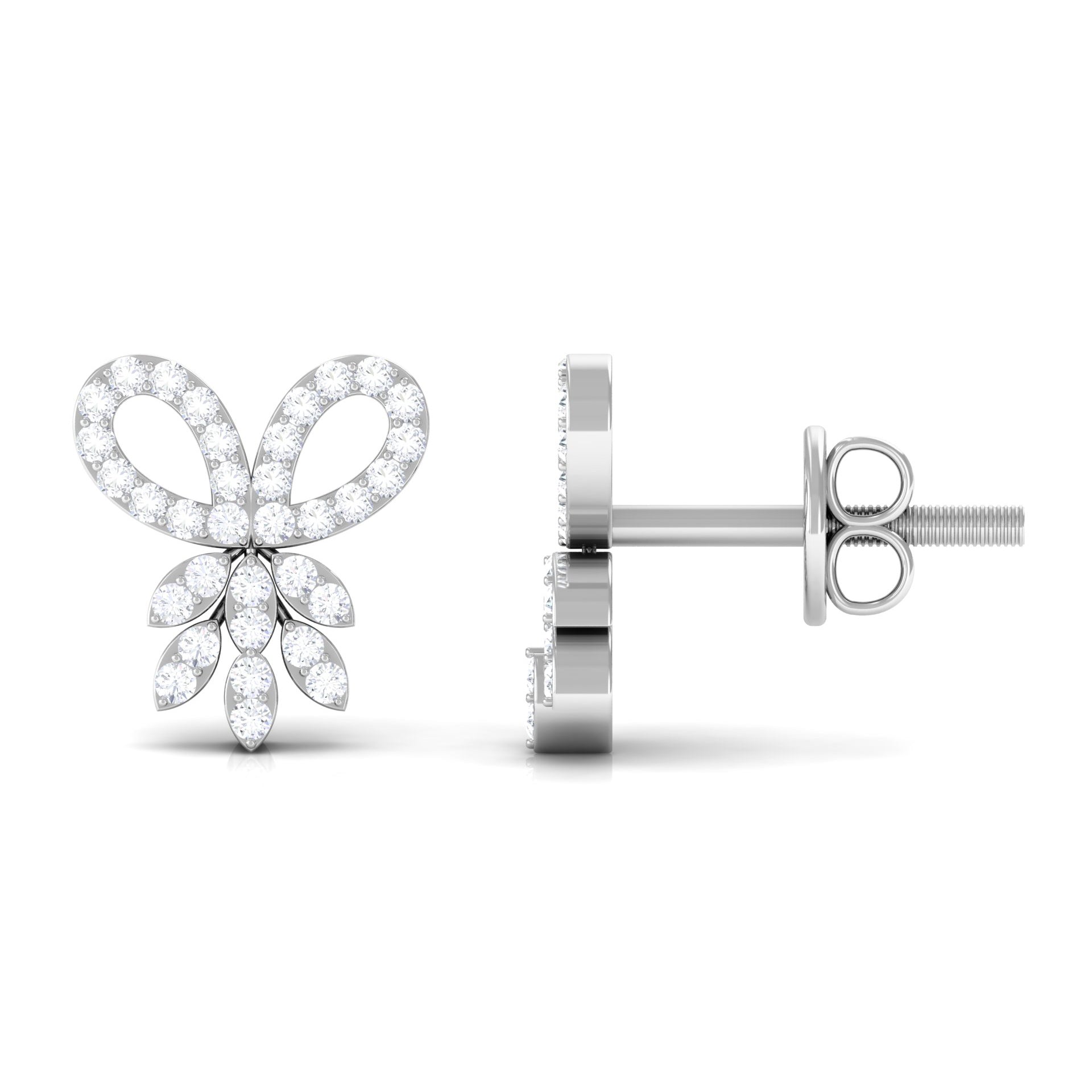 1/4 CT Pave Diamond Gold Bow Stud Earrings Diamond - ( HI-SI ) - Color and Clarity - Rosec Jewels