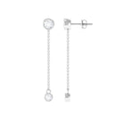 1 CT Bezel Set Round Moissanite Dangle Chain Earrings Moissanite - ( D-VS1 ) - Color and Clarity - Rosec Jewels