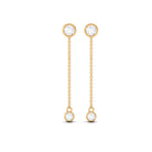 1 CT Bezel Set Round Moissanite Dangle Chain Earrings Moissanite - ( D-VS1 ) - Color and Clarity - Rosec Jewels