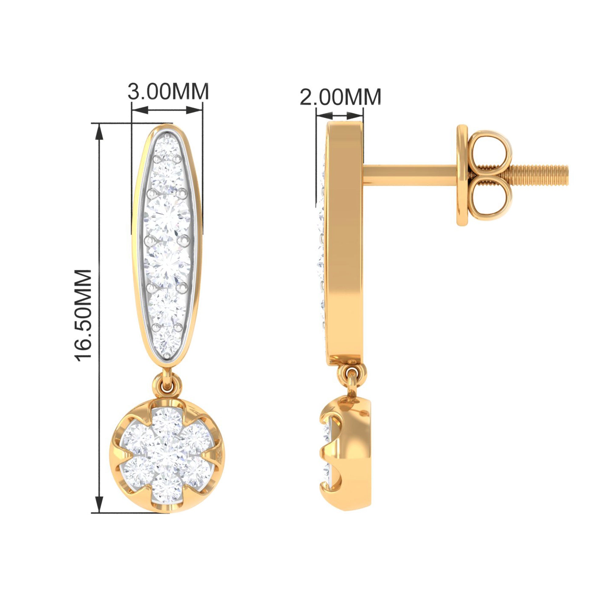 1/2 CT Classic Moissanite Bar Drop Earrings Moissanite - ( D-VS1 ) - Color and Clarity - Rosec Jewels