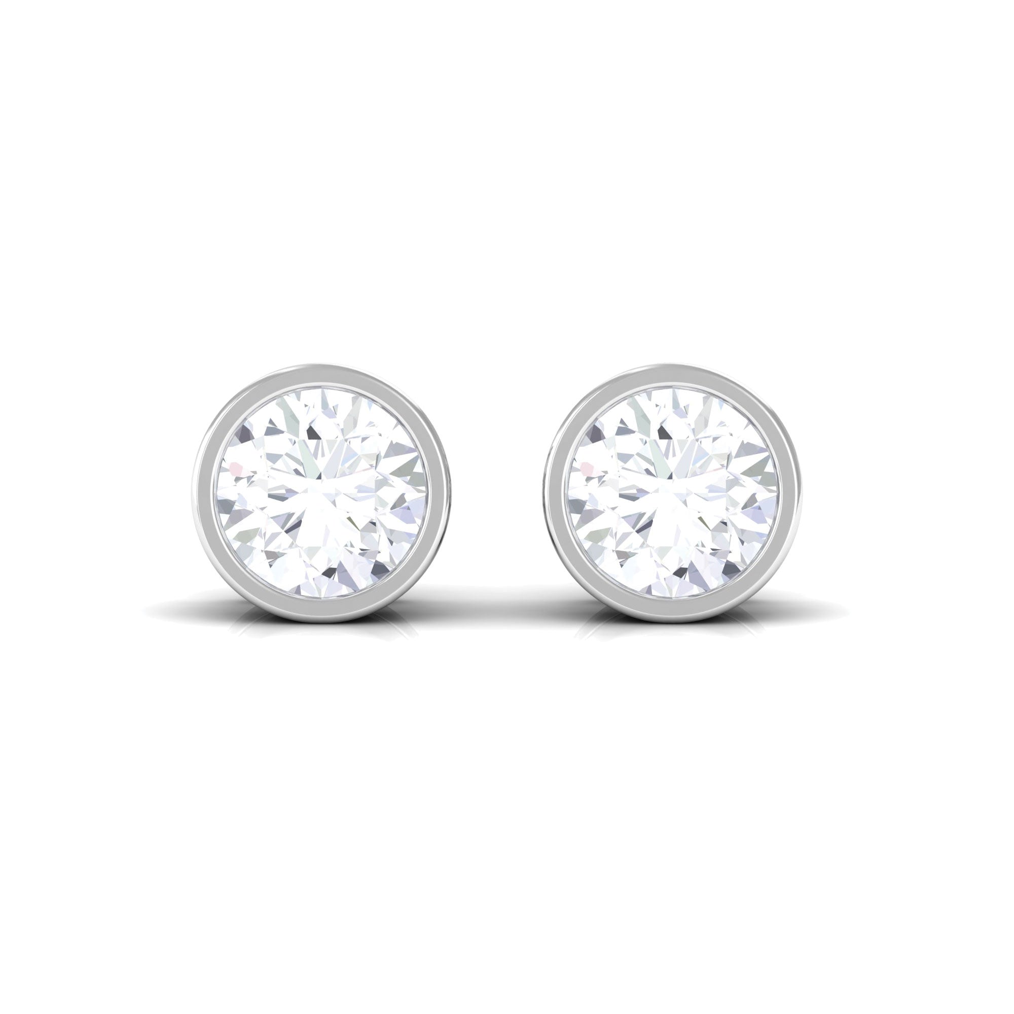 0.75 CT Bezel Set Round Cut Solitaire Moissanite Stud Earrings Moissanite - ( D-VS1 ) - Color and Clarity - Rosec Jewels