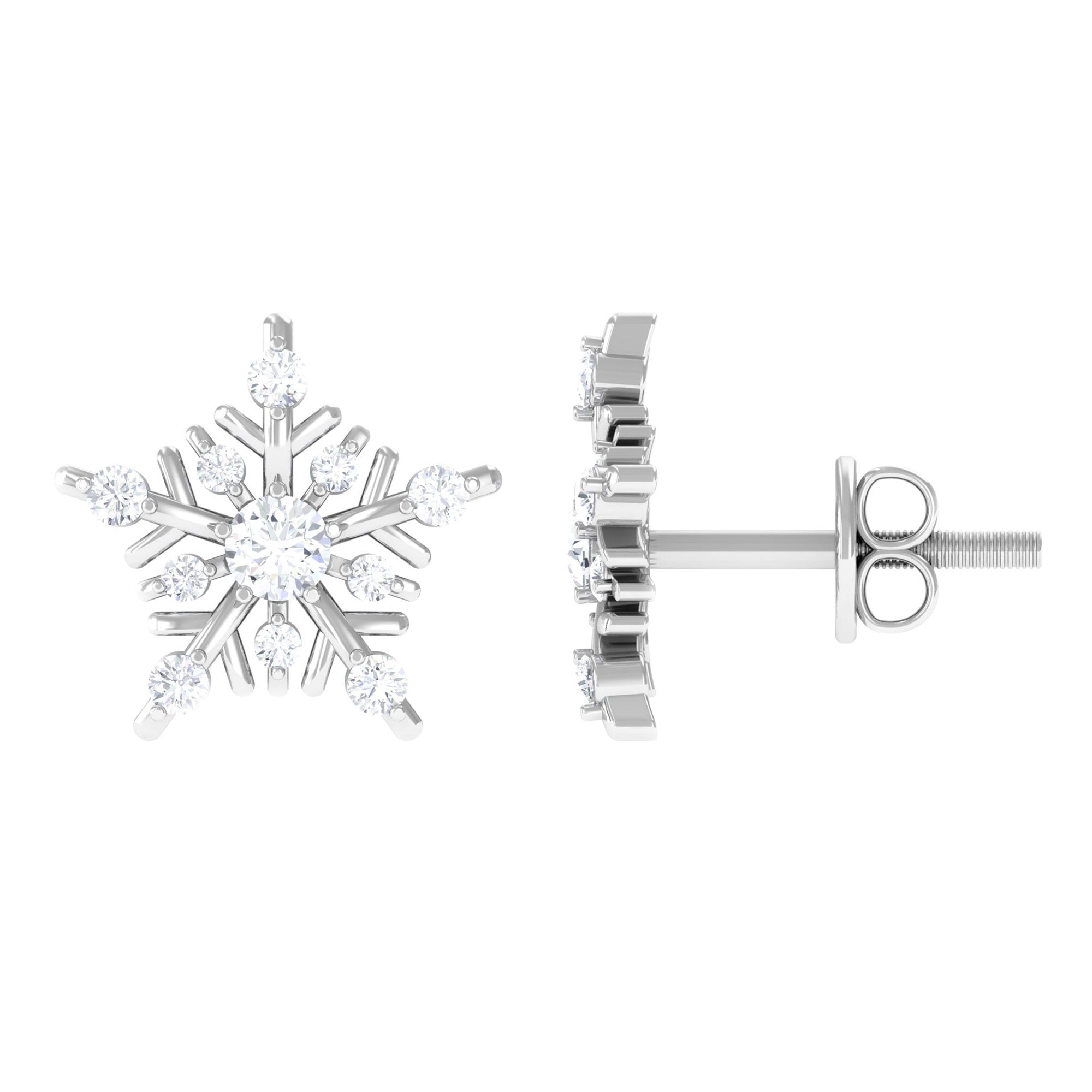 1/2 CT Classic Moissanite Snowflake Stud Earrings Moissanite - ( D-VS1 ) - Color and Clarity - Rosec Jewels