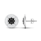 Classic Black Diamond and Diamond Stud Earrings Black Diamond - ( AAA ) - Quality - Rosec Jewels