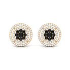 Classic Black Diamond and Diamond Stud Earrings Black Diamond - ( AAA ) - Quality - Rosec Jewels