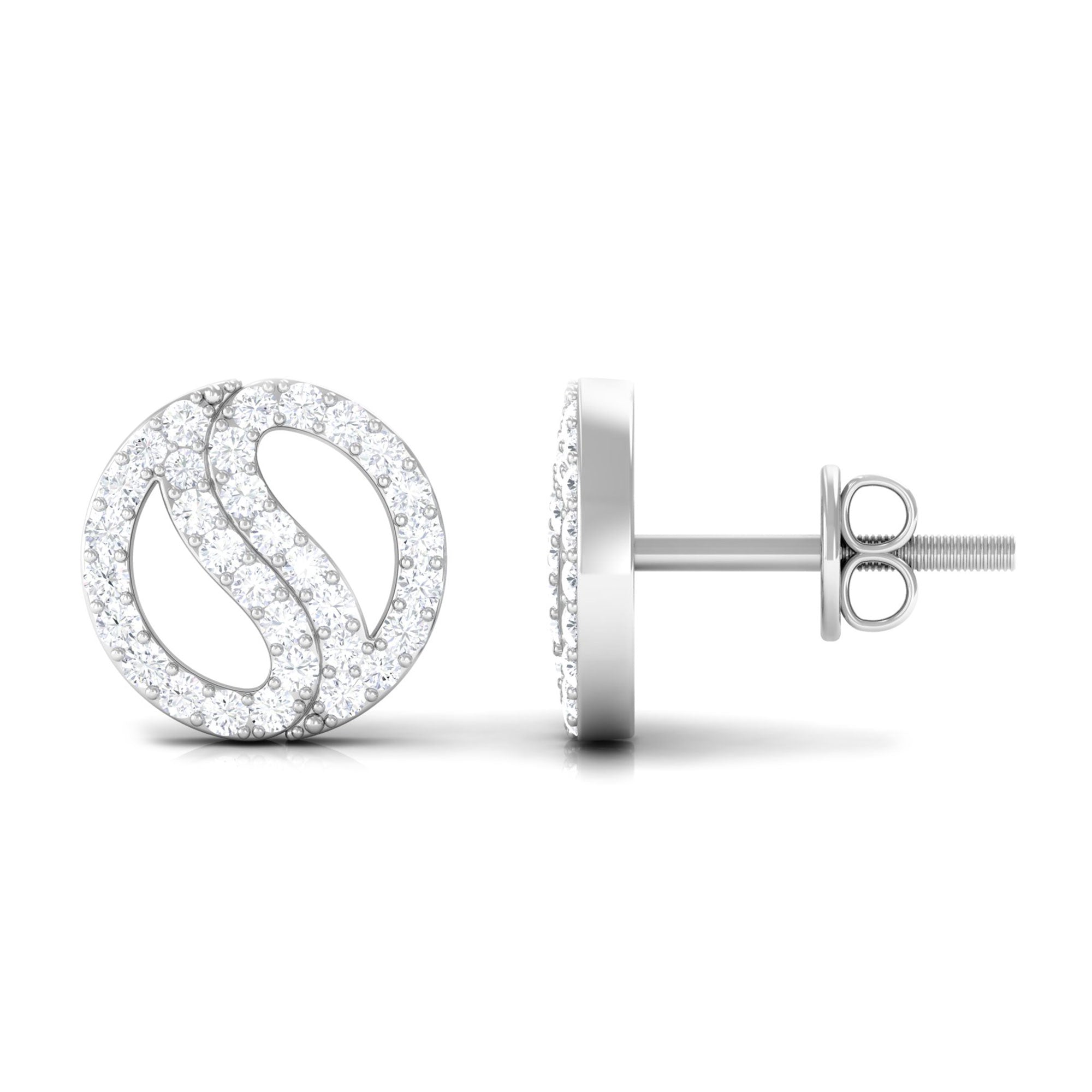 1/2 CT Classic Real Diamond Round Stud Earrings in Gold Diamond - ( HI-SI ) - Color and Clarity - Rosec Jewels