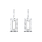 1 CT Certified Moissanite Minimal Rectangle Shape Dangle Earrings Moissanite - ( D-VS1 ) - Color and Clarity - Rosec Jewels