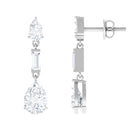 2.25 CT Certified Moissanite Minimal Dangle Earrings Moissanite - ( D-VS1 ) - Color and Clarity - Rosec Jewels