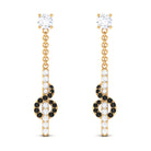 3/4 CT Black Diamond Gold Chain Dangle Earrings with Moissanite Black Diamond - ( AAA ) - Quality - Rosec Jewels