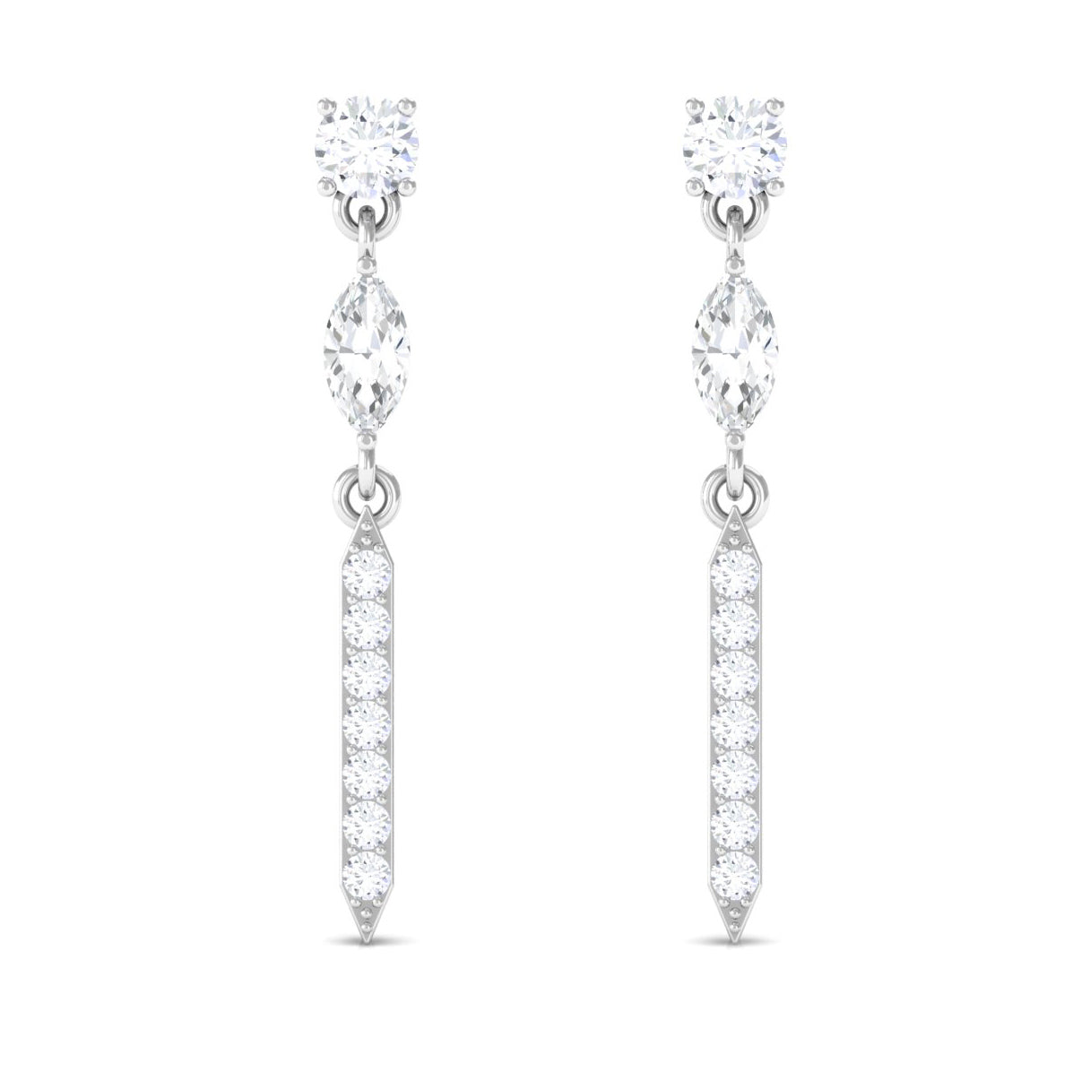 1 CT Moissanite Minimal Dangle Earrings with Screw Back Moissanite - ( D-VS1 ) - Color and Clarity - Rosec Jewels