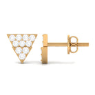 1/2 CT Zircon Triangle Gold Stud Earrings in Pave Setting Zircon - ( AAAA ) - Quality - Rosec Jewels