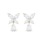 2 CT Contemporary Flower Drop Earrings with Zircon in Gold Zircon - ( AAAA ) - Quality - Rosec Jewels