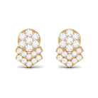 1/2 CT Certified Zircon Cocktail Stud Earrings in Pave Setting Zircon - ( AAAA ) - Quality - Rosec Jewels