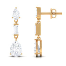 3 CT Baguette and Pear Shape Zircon Dangle Earrings Zircon - ( AAAA ) - Quality - Rosec Jewels