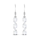 2 CT Round Moissanite Three Stone Dangle Drop Earrings Moissanite - ( D-VS1 ) - Color and Clarity - Rosec Jewels