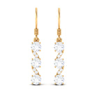 2 CT Round Moissanite Three Stone Dangle Drop Earrings Moissanite - ( D-VS1 ) - Color and Clarity - Rosec Jewels