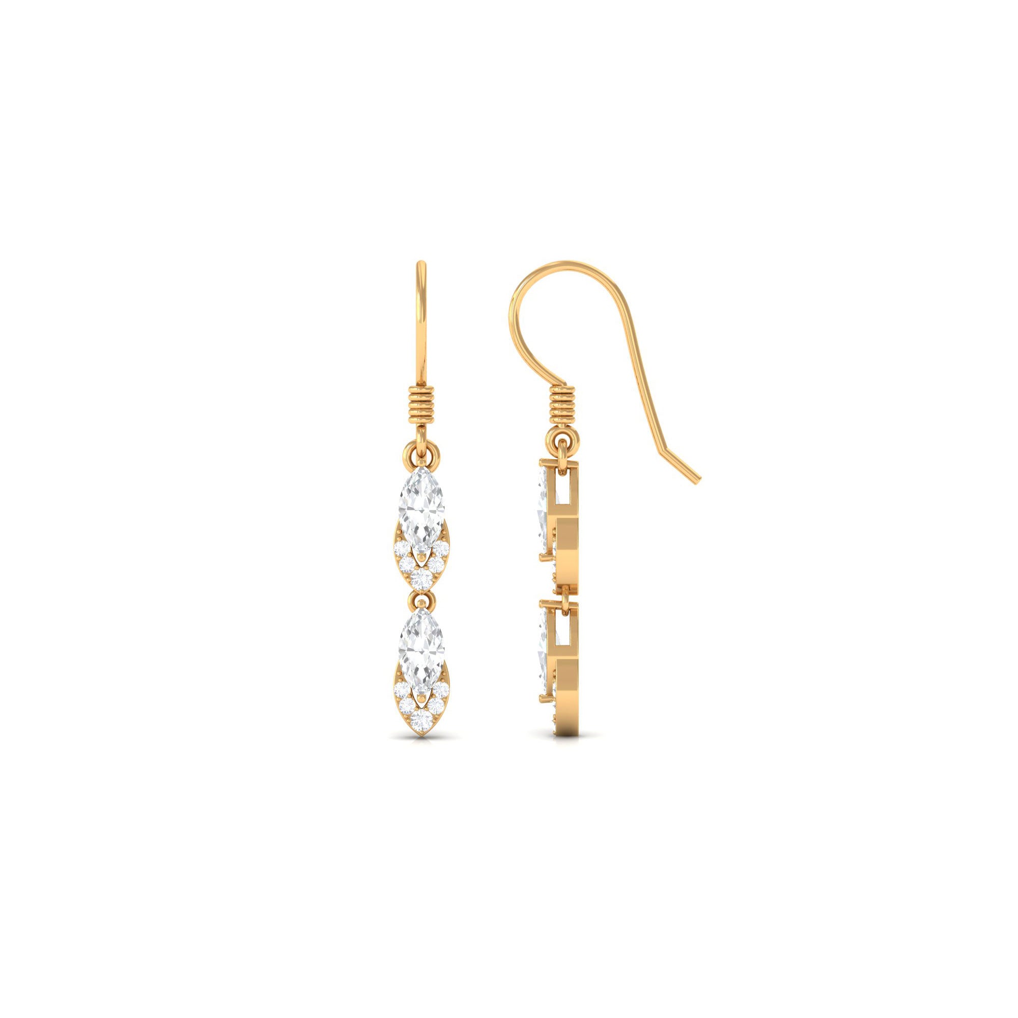 1.50 CT Zircon Minimal Dangle Earrings in Gold Zircon - ( AAAA ) - Quality - Rosec Jewels