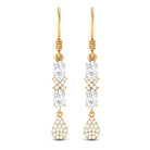 2.25 CT Oval and Round Cut Cubic Zirconia Dangle Earrings Zircon - ( AAAA ) - Quality - Rosec Jewels