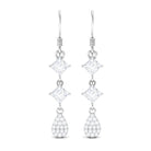 2 CT Princess and Round Cut Moissanite Dangle Drop Earrings Moissanite - ( D-VS1 ) - Color and Clarity - Rosec Jewels