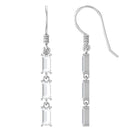 3/4 CT Baguette Cut Moissanite Three Stone Dangle Earrings Moissanite - ( D-VS1 ) - Color and Clarity - Rosec Jewels