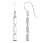 3/4 CT Baguette Cut Moissanite Three Stone Dangle Earrings Moissanite - ( D-VS1 ) - Color and Clarity - Rosec Jewels