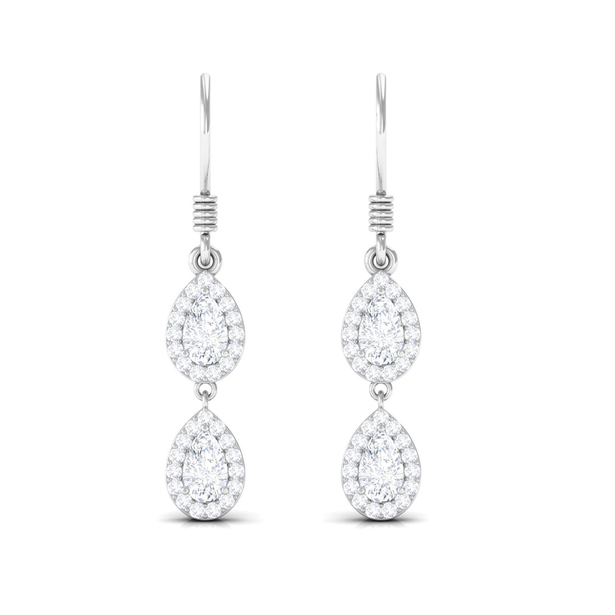 1 CT Pear and Round Cut Moissanite Dangle Earrings Moissanite - ( D-VS1 ) - Color and Clarity - Rosec Jewels