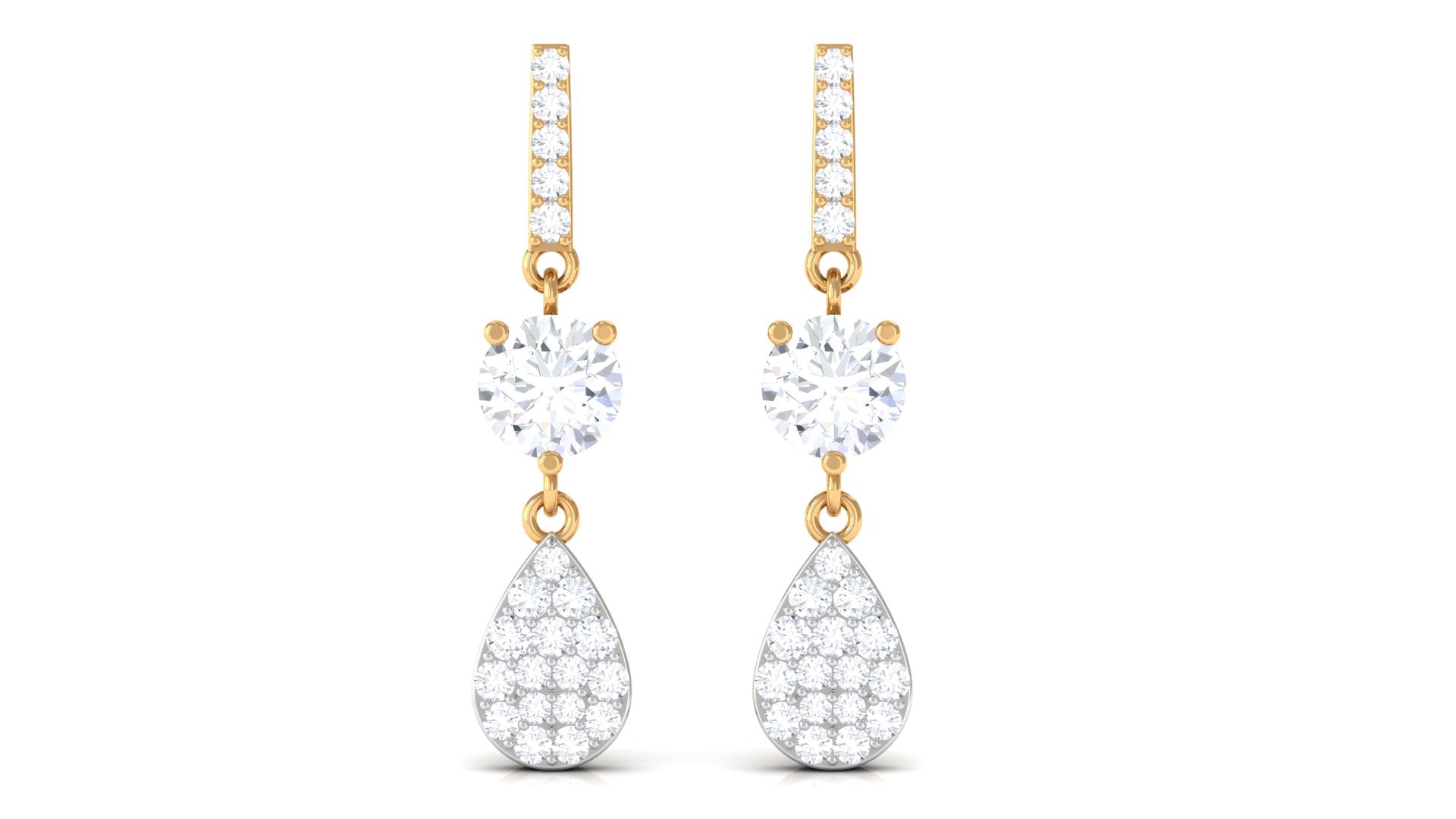 1 CT Round Cut Moissanite Classic Dangle Drop Earrings Moissanite - ( D-VS1 ) - Color and Clarity - Rosec Jewels