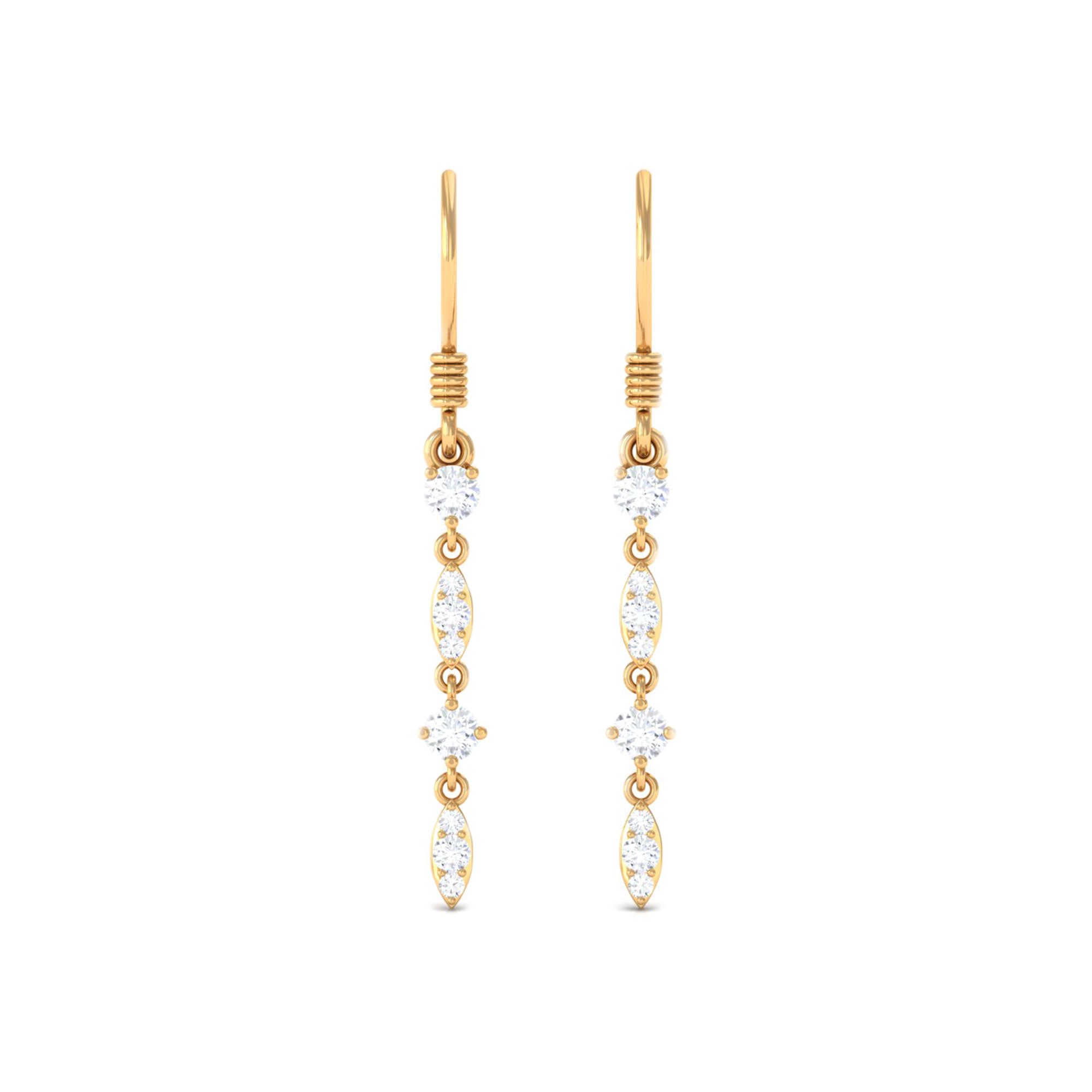 1/2 CT Simple Zircon Dangle Earrings in Prong Setting Zircon - ( AAAA ) - Quality - Rosec Jewels