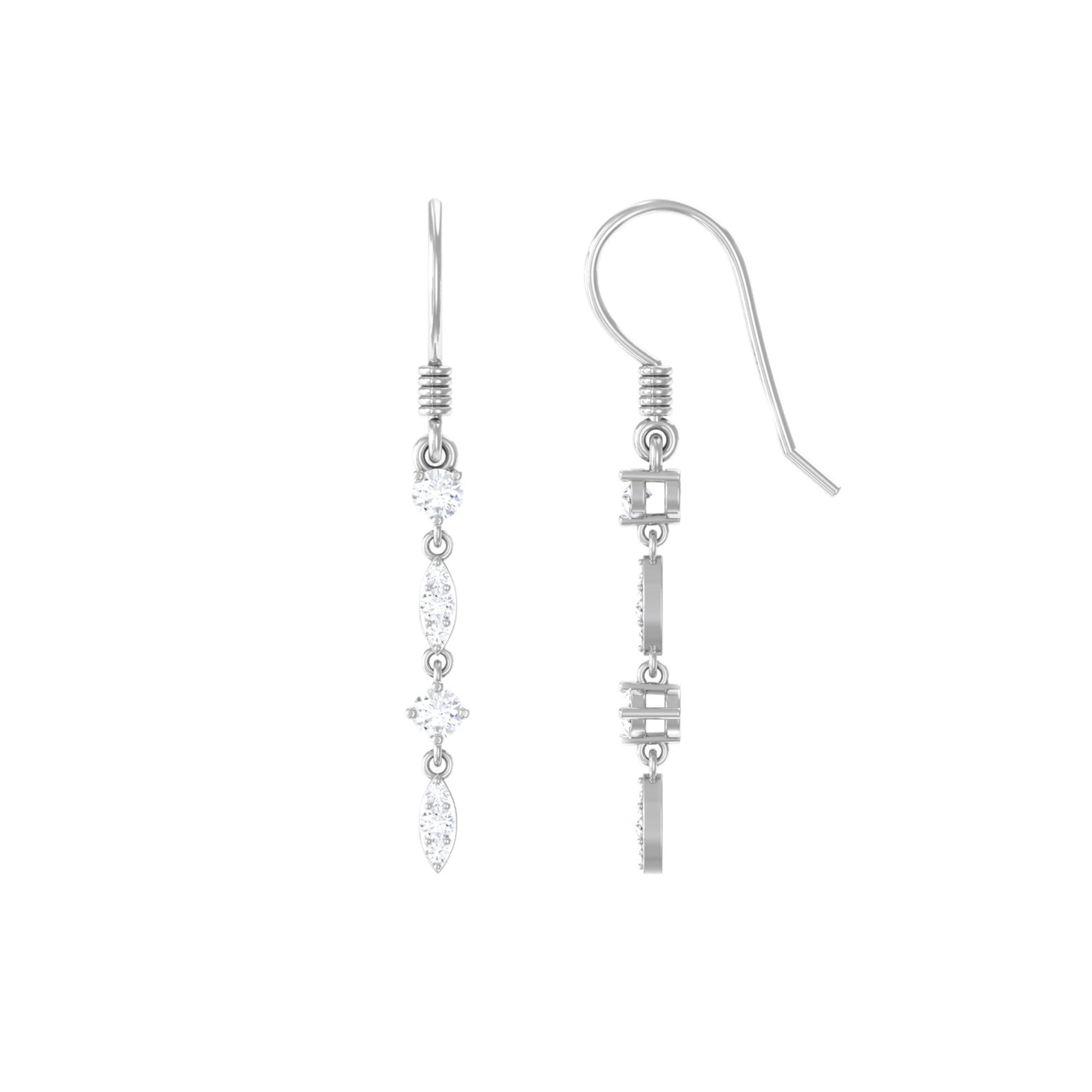 1/2 CT Simple Moissanite Gold Dangle Earrings Moissanite - ( D-VS1 ) - Color and Clarity - Rosec Jewels