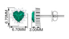 Heart Shape Emerald Stud Earrings with Diamond Emerald - ( AAA ) - Quality - Rosec Jewels