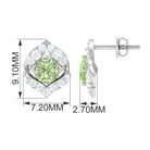 Dainty Green Sapphire and Diamond Petal Stud Earrings Green Sapphire - ( AAA ) - Quality - Rosec Jewels