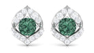 Lab Grown Green Sapphire Stud Earrings with Diamond Lab Created Green Sapphire - ( AAAA ) - Quality - Rosec Jewels