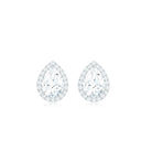 Classic Pear Shape Lab Grown Diamond Stud Earrings with Halo Lab Grown Diamond - ( EF-VS ) - Color and Clarity - Rosec Jewels