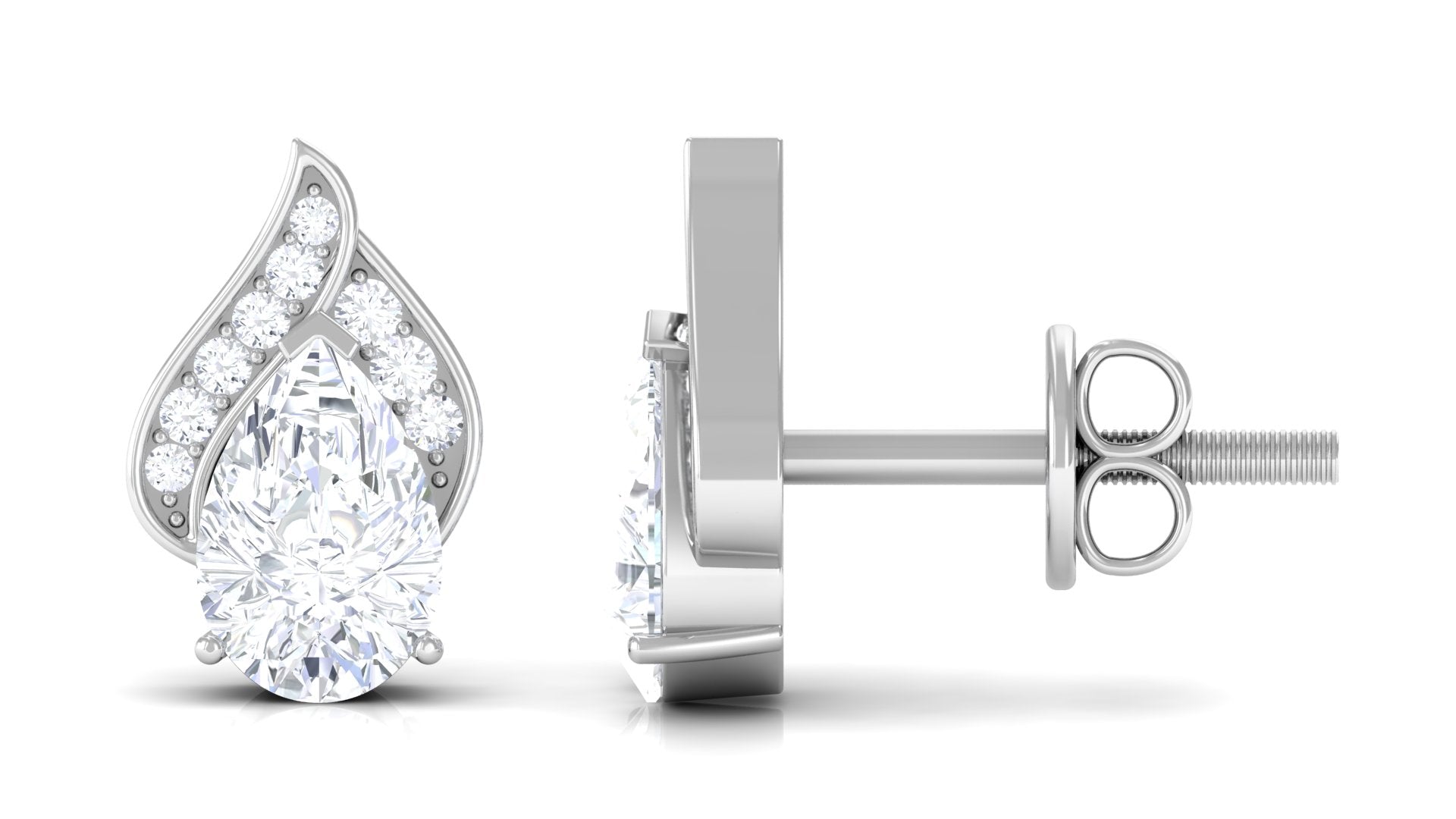 Pear Shape Lab Grown Diamond Classic Stud Earrings Lab Grown Diamond - ( EF-VS ) - Color and Clarity - Rosec Jewels