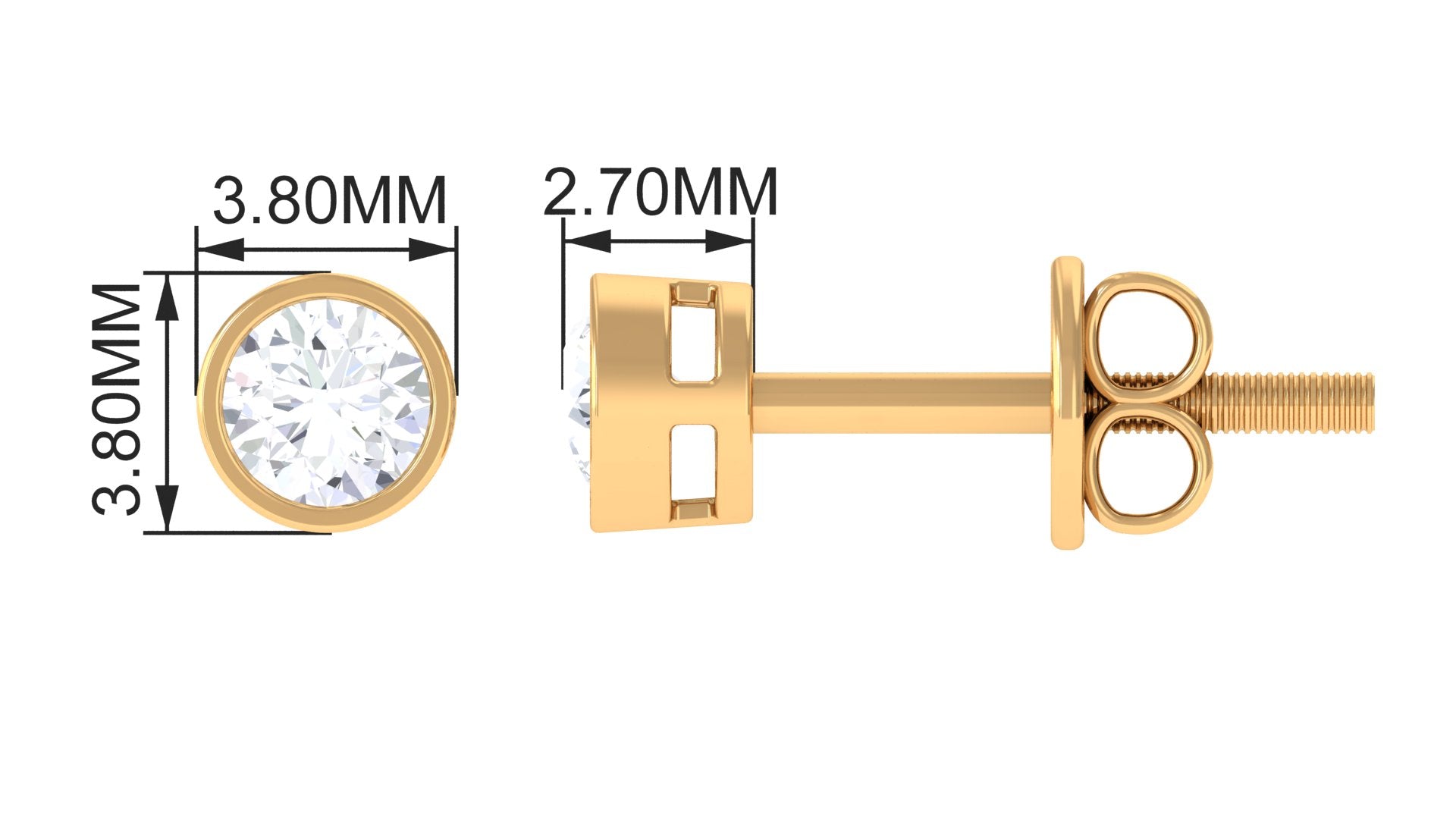 Solitaire Lab Grown Diamond Dainty Stud Earrings Lab Grown Diamond - ( EF-VS ) - Color and Clarity - Rosec Jewels