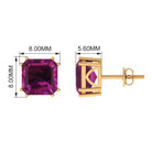 6.5 CT Asscher Cut Rhodolite Solitaire Stud Earrings Rhodolite - ( AAA ) - Quality - Rosec Jewels