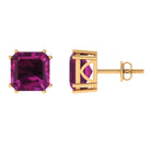 6.5 CT Asscher Cut Rhodolite Solitaire Stud Earrings Rhodolite - ( AAA ) - Quality - Rosec Jewels