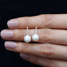 8 MM Freshwater Pearl Drop and Curved Diamond Bar Earring Freshwater Pearl - ( AAA ) - Quality - Rosec Jewels