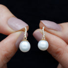 8 MM Freshwater Pearl Drop and Curved Diamond Bar Earring Freshwater Pearl - ( AAA ) - Quality - Rosec Jewels