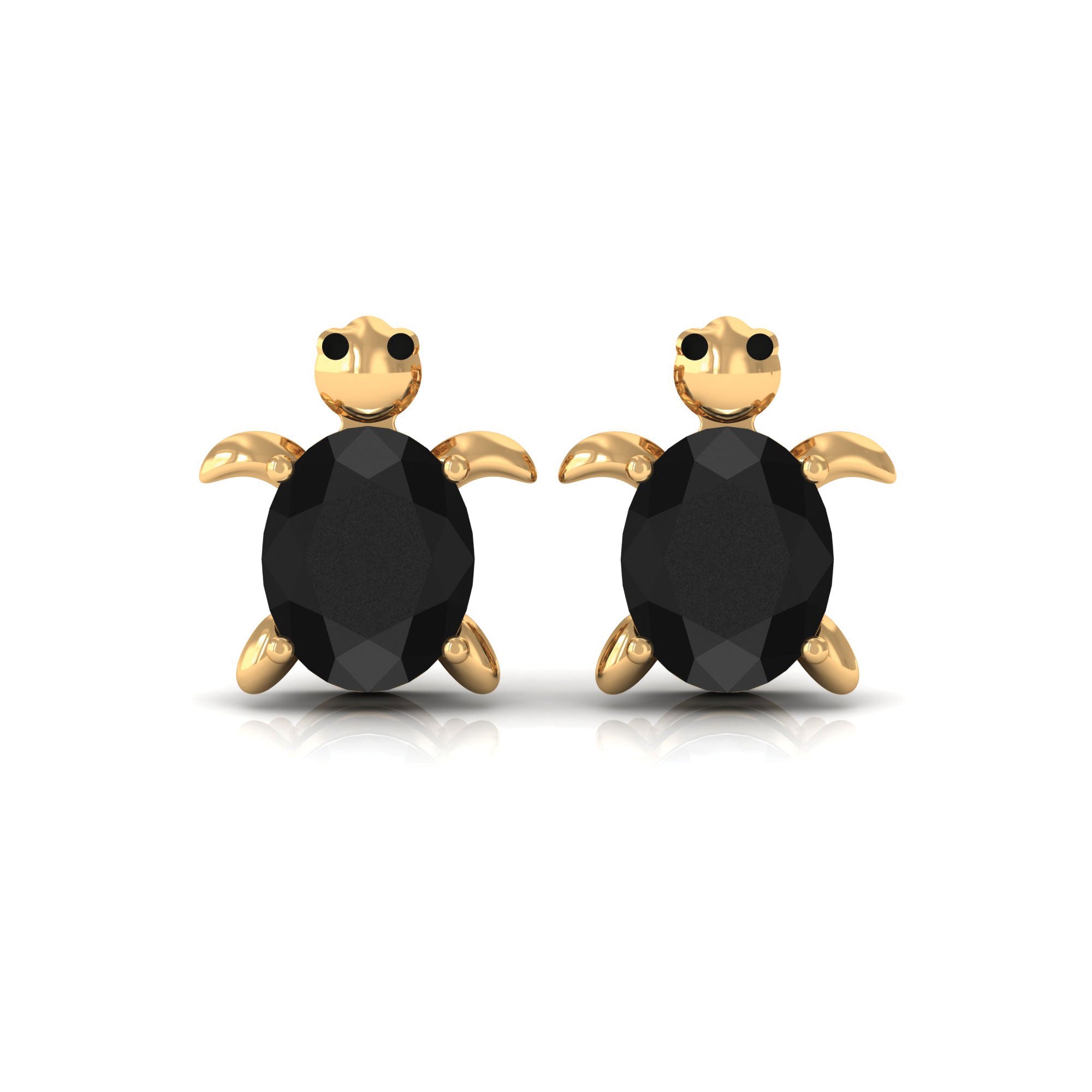 0.75 CT Oval Cut Created Black Diamond Turtle Stud Earrings Lab Created Black Diamond - ( AAAA ) - Quality - Rosec Jewels