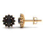 2.25 CT Floral Stud Earrings with Created Black Diamond Lab Created Black Diamond - ( AAAA ) - Quality - Rosec Jewels