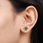 1/2 CT Adorable Black Onyx Floral Cluster Stud Earrings for Women Black Onyx - ( AAA ) - Quality - Rosec Jewels