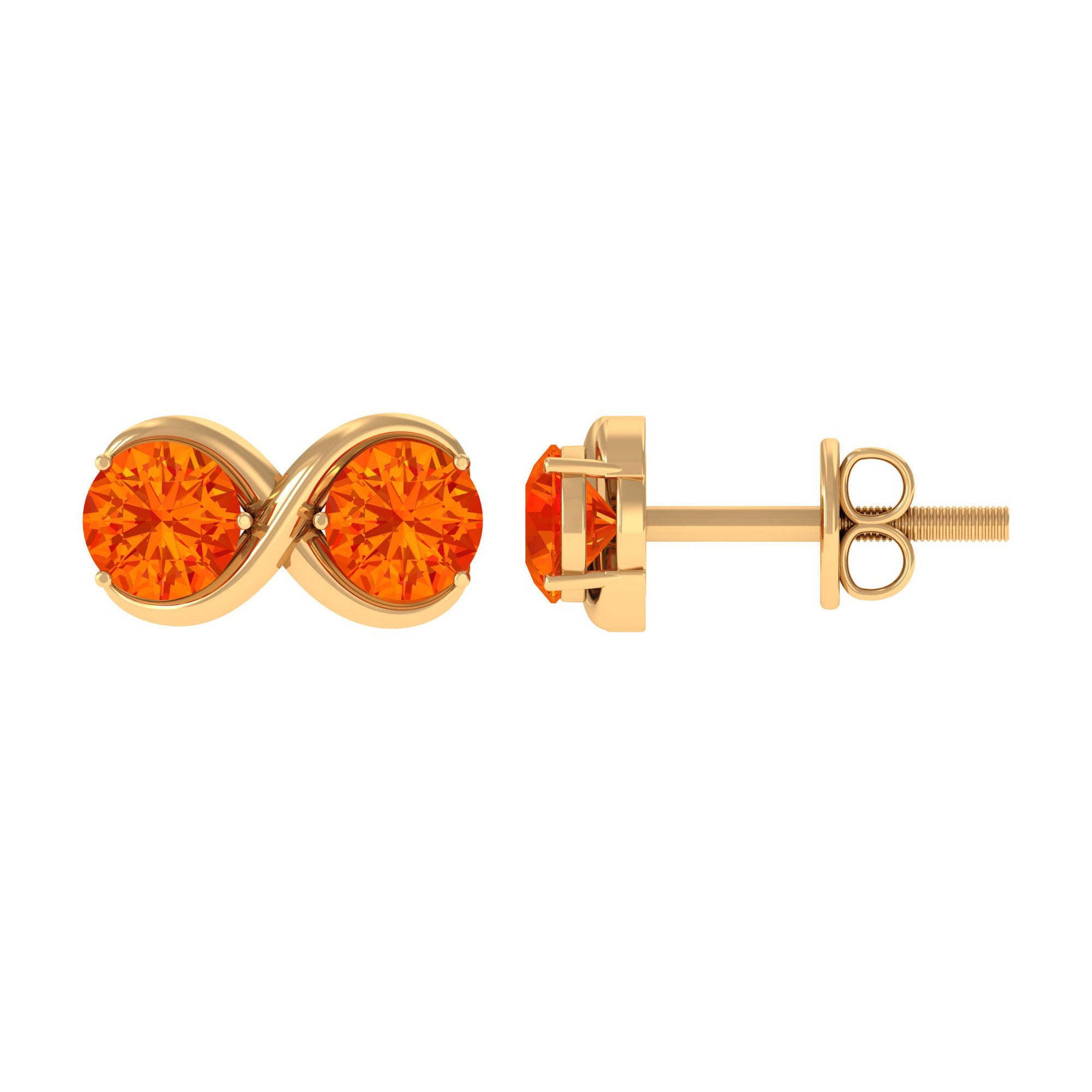 1.50 CT Orange Sapphire Simple Infinity Stud Earrings for Her Orange Sapphire - ( AAA ) - Quality - Rosec Jewels