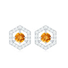 1 CT Minimal Citrine and Diamond Geometric Stud Earrings Citrine - ( AAA ) - Quality - Rosec Jewels